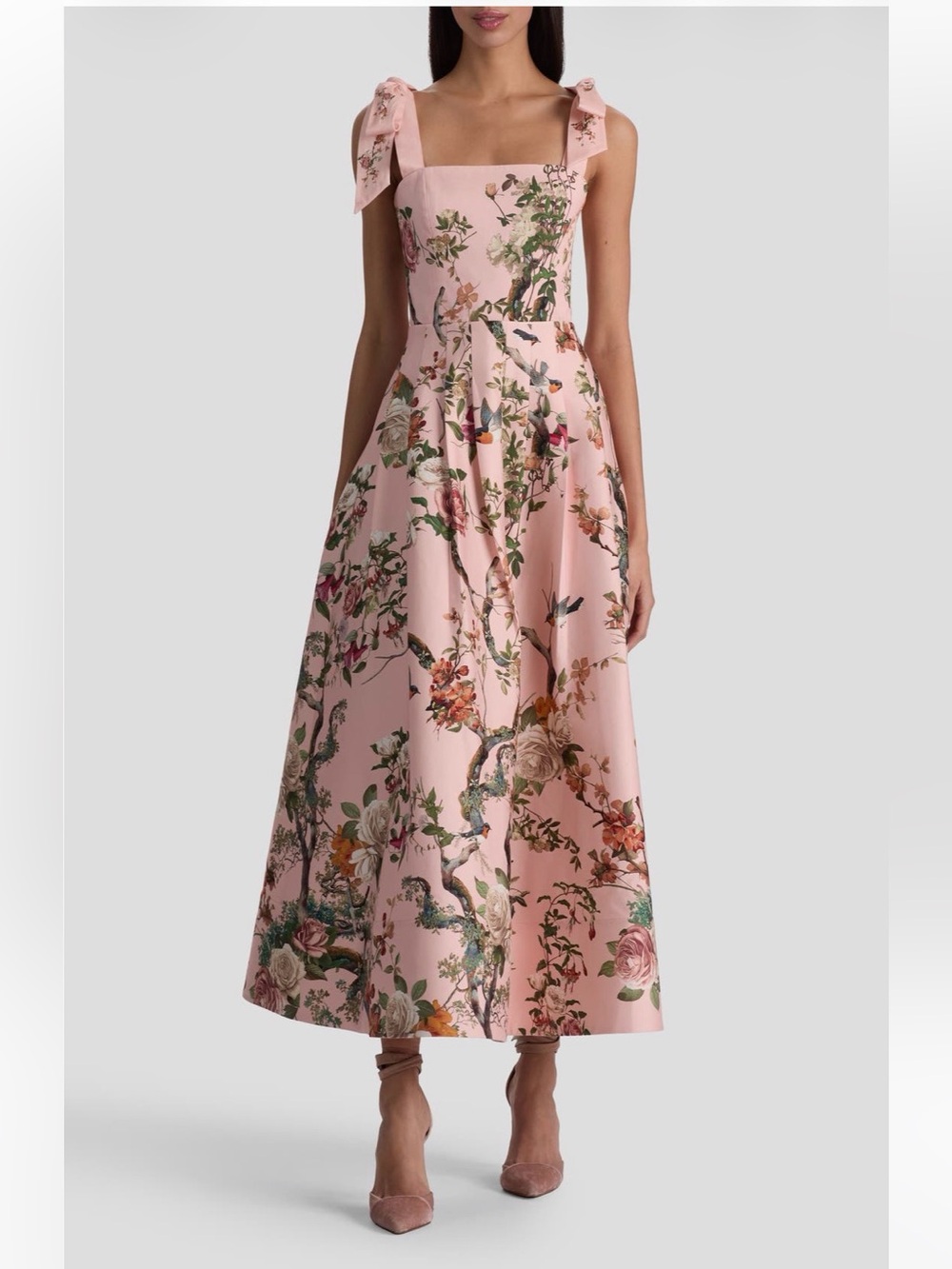 Alice + Olivia Hana Floral Tie Shoulder Maxi Dress
